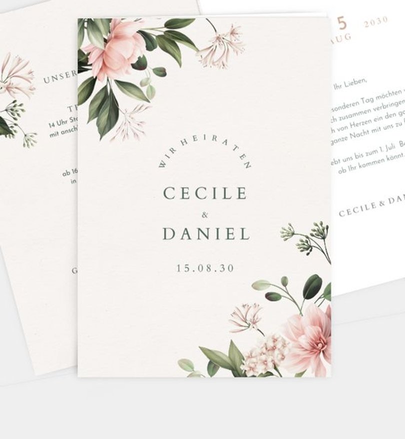 Einladung Standesamt Hochzeit Flower Arc · Crafty