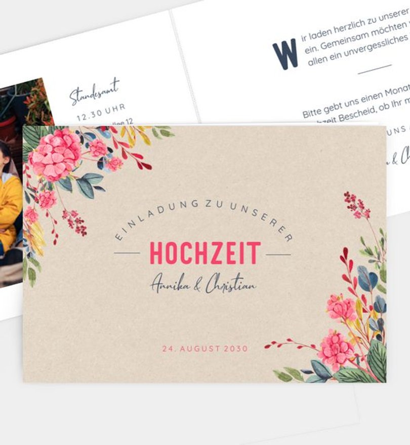 Einladung Standesamt Hochzeit Vivid Florals