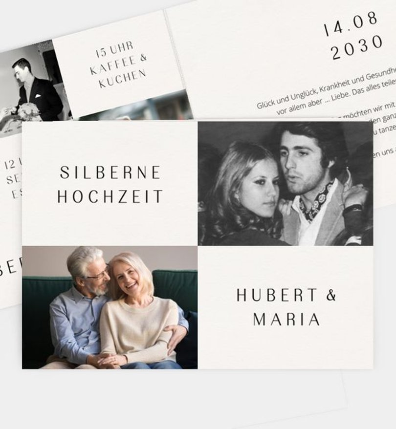 Einladungskarte Silberhochzeit Simple Love