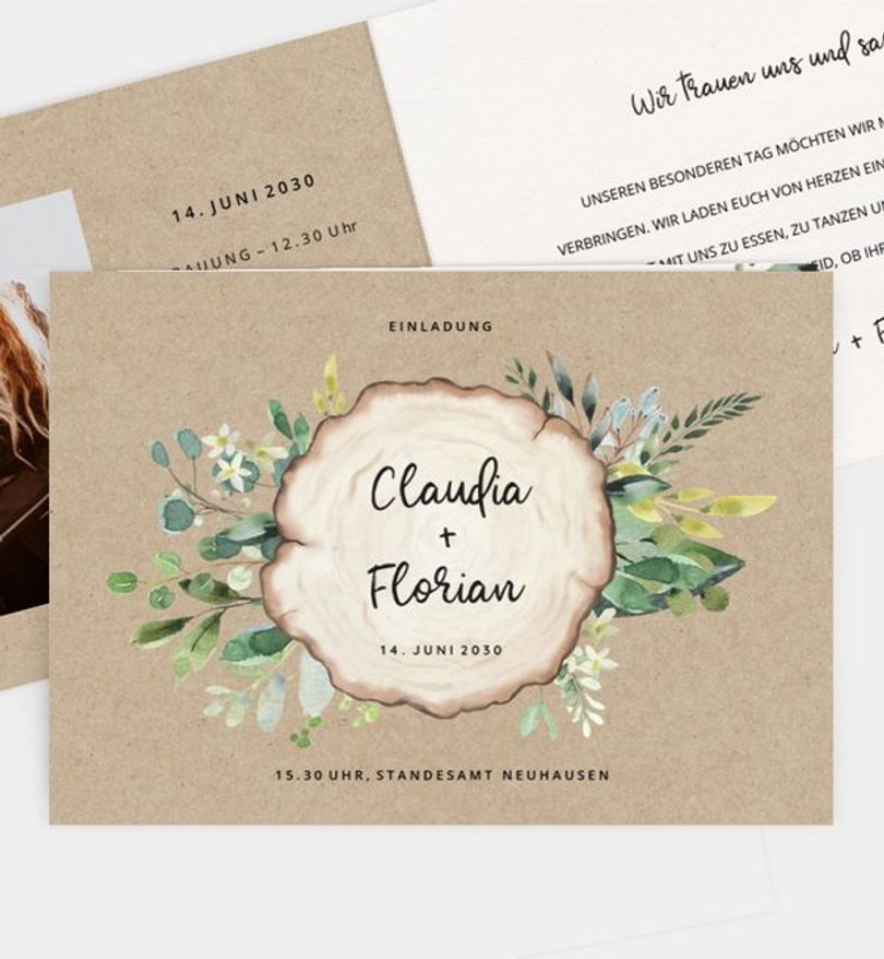 Einladung Standesamt Hochzeit Wooden Love