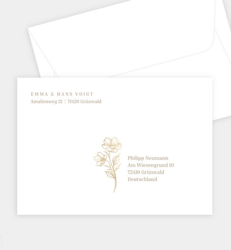 Briefumschlag Goldene-Hochzeit Vintage Flower
