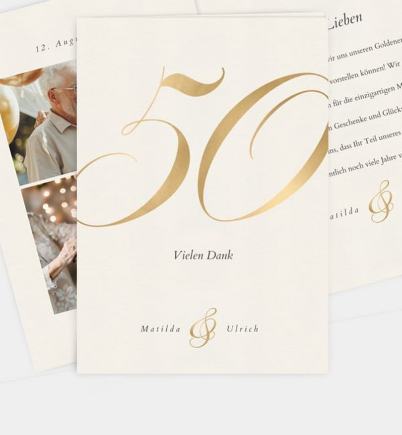 Dankeskarte Goldene-Hochzeit Jubeljahre