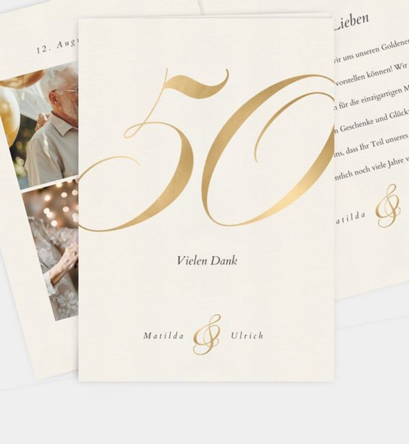 Dankeskarte Goldene-Hochzeit Jubeljahre