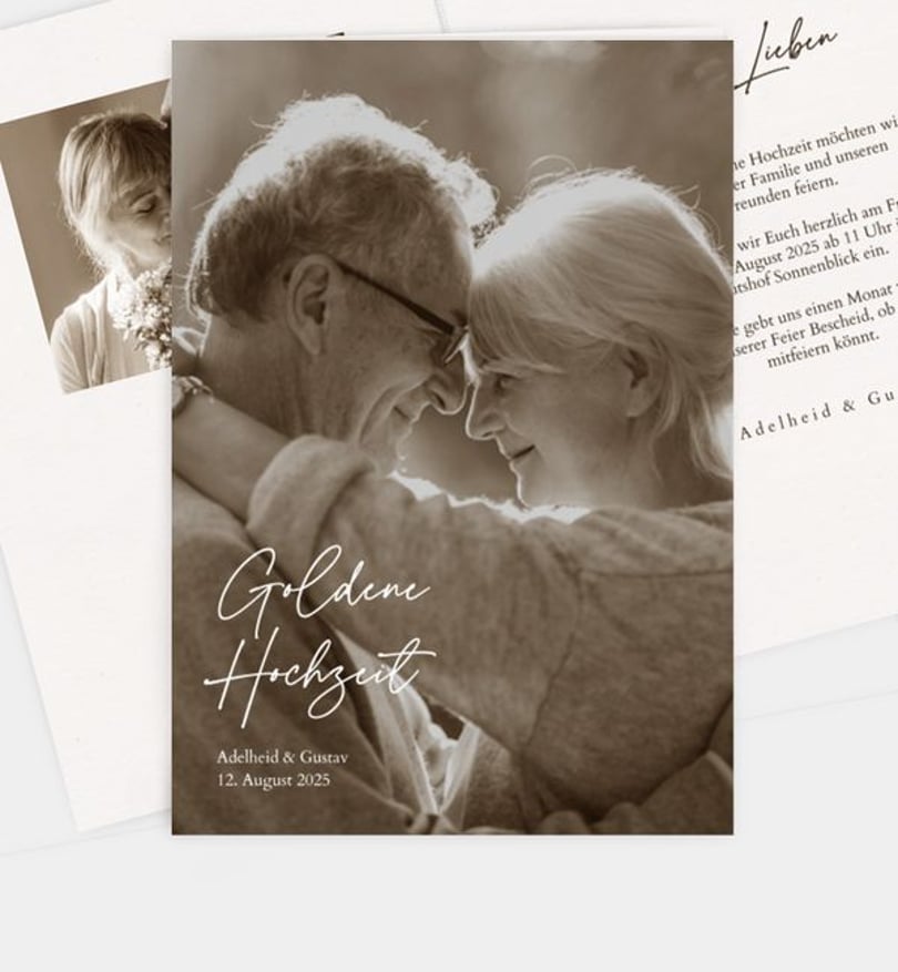 Einladungskarte Goldene-Hochzeit Retrofoto
