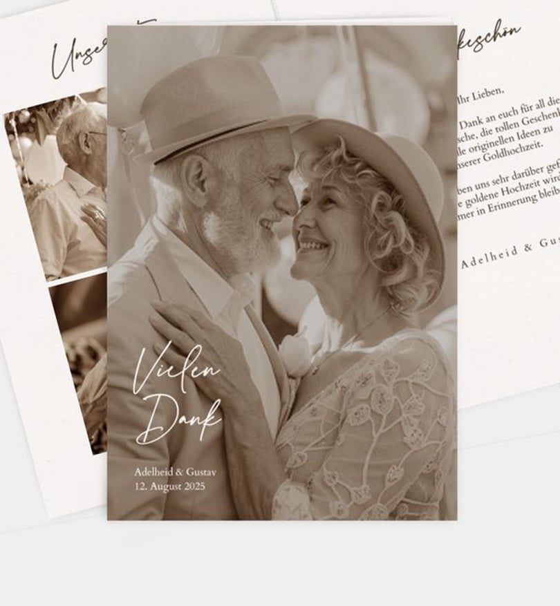 Dankeskarte Goldene-Hochzeit Retrofoto