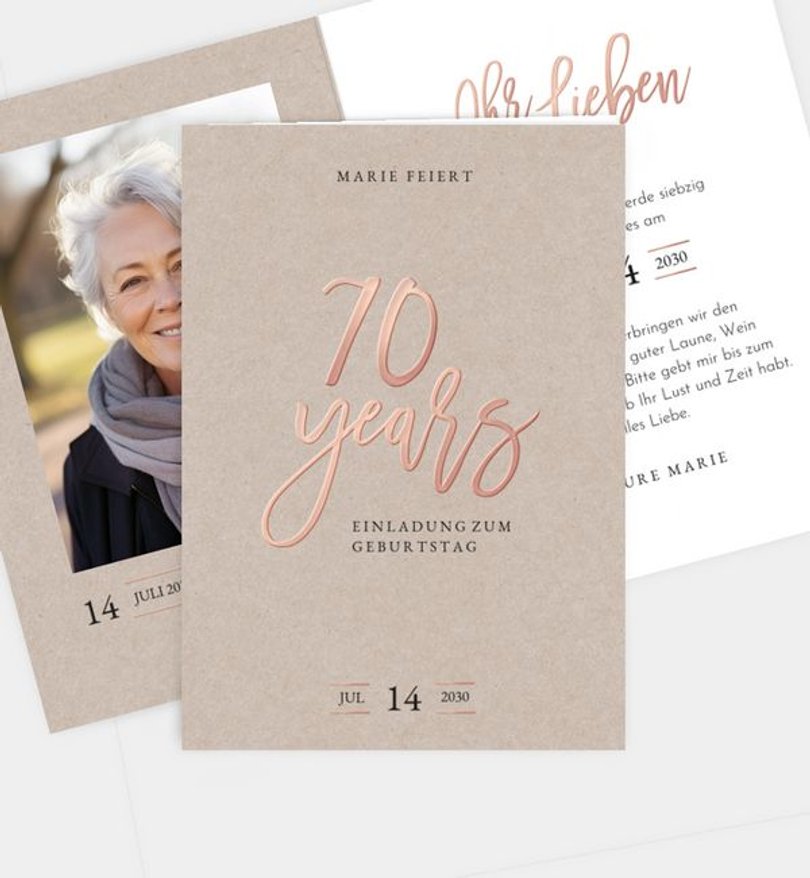 Einladungskarte Geburtstag Rosegold-Crafty