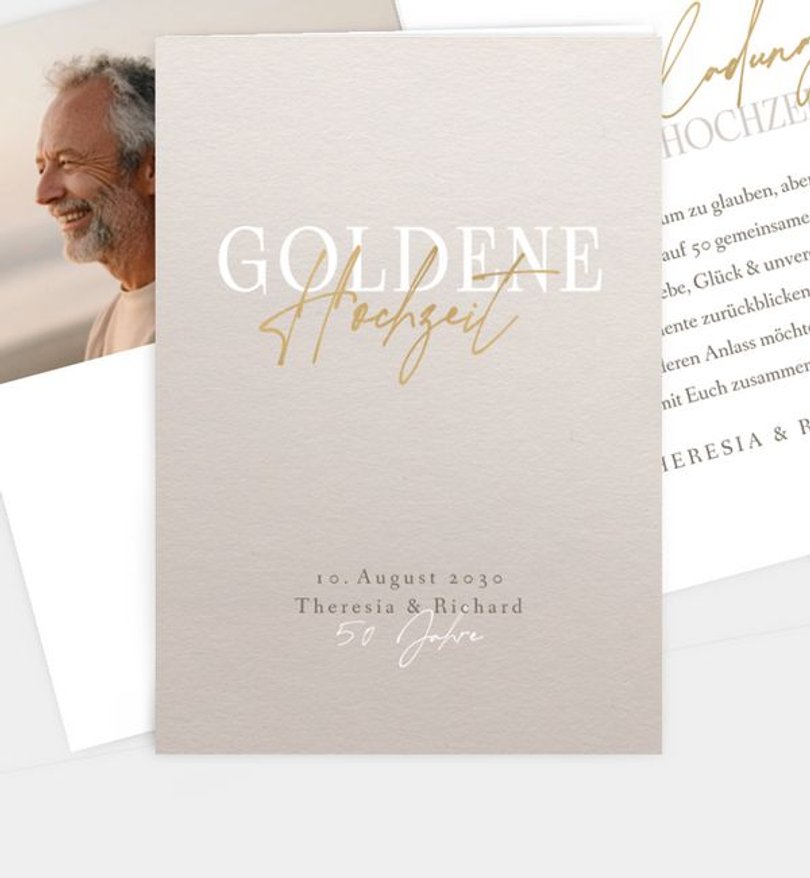 Einladungskarte Goldene-Hochzeit Goldene Jahre