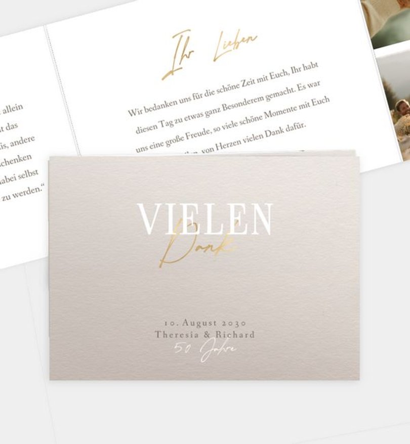Dankeskarte Goldene-Hochzeit Goldene Jahre