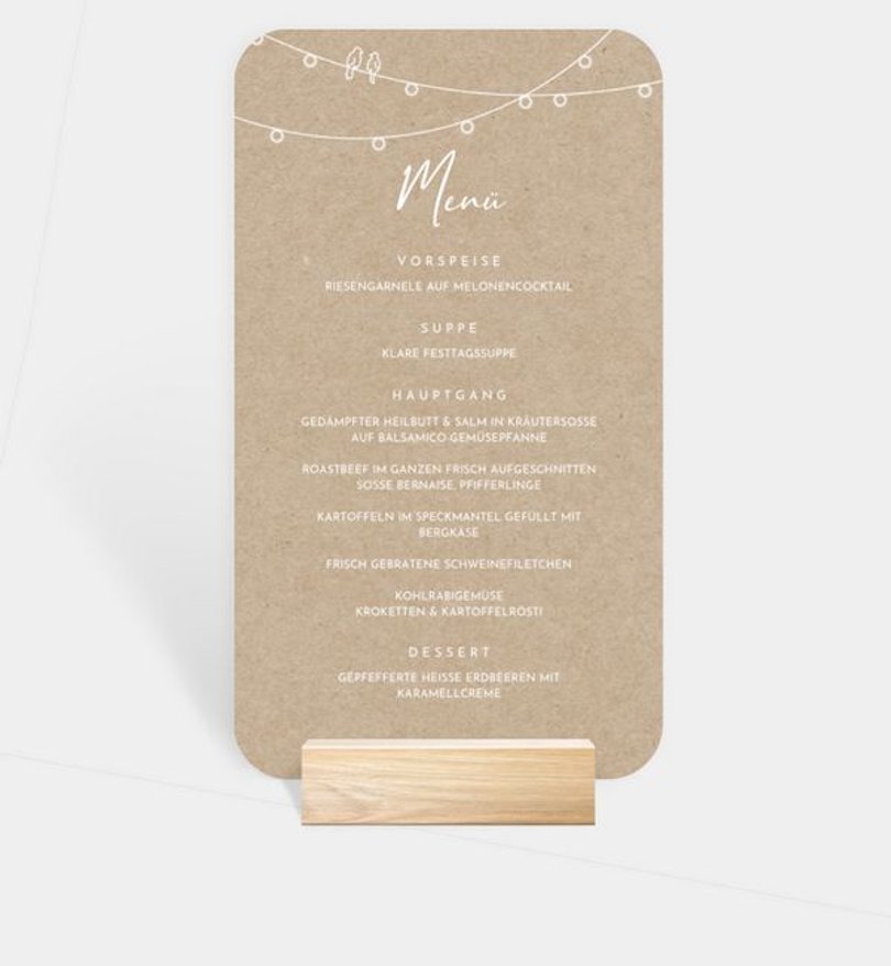 Menükarte Hochzeit Gartenzauber