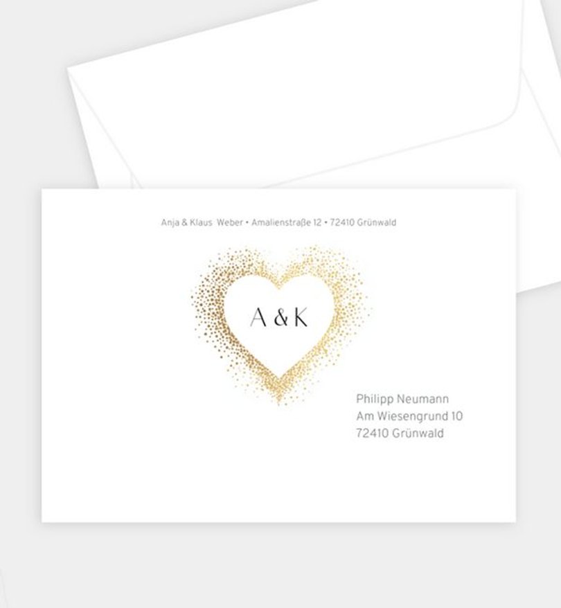 Briefumschlag Goldene-Hochzeit Sparkly Heart