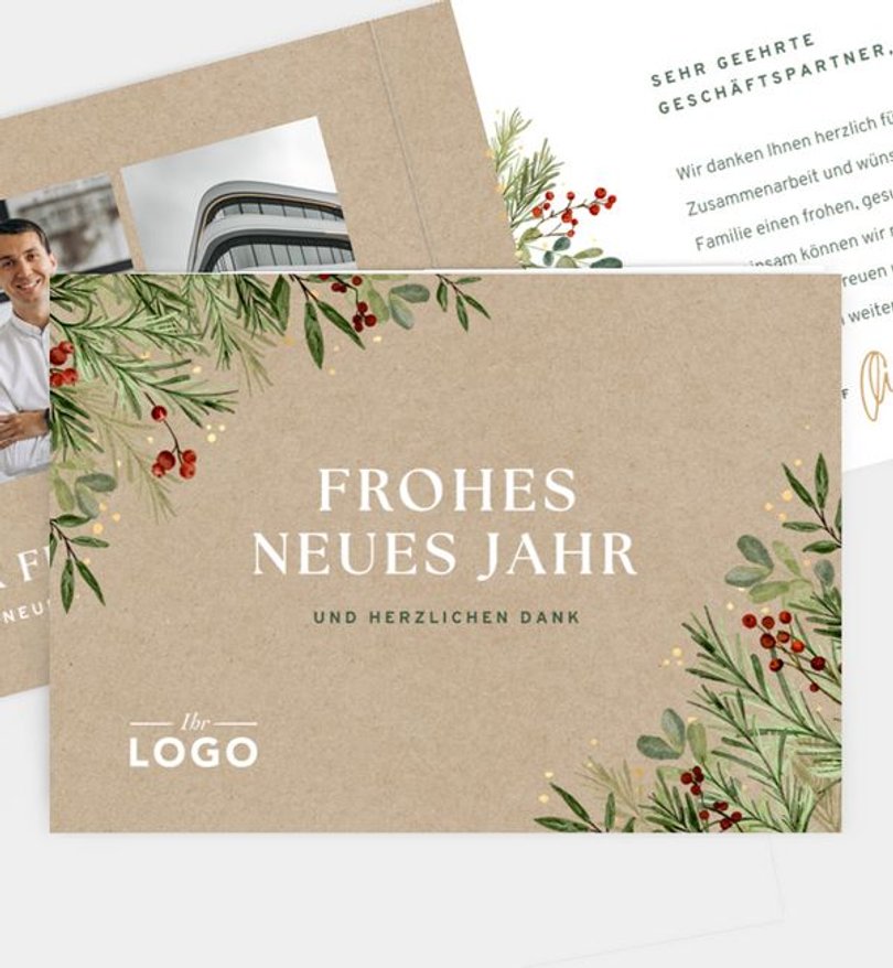 Neujahrskarte Geschäftlich Weihnachtsstimmung · Vintage