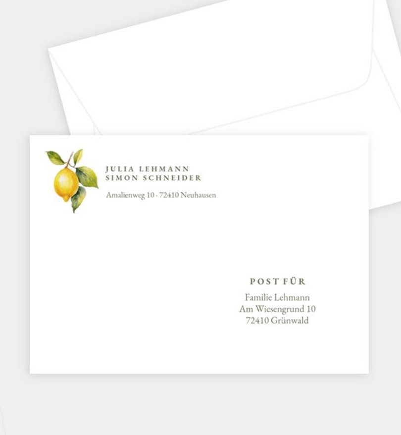 Briefumschlag Hochzeit Lemon Summer