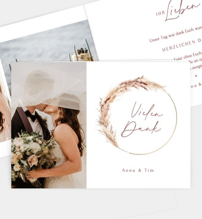 Dankeskarte Hochzeit Pampas Elegance