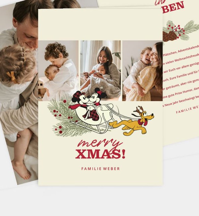 Weihnachtskarte Weihnachten/Privat Micky & Freunde · Yuletide Farmhouse