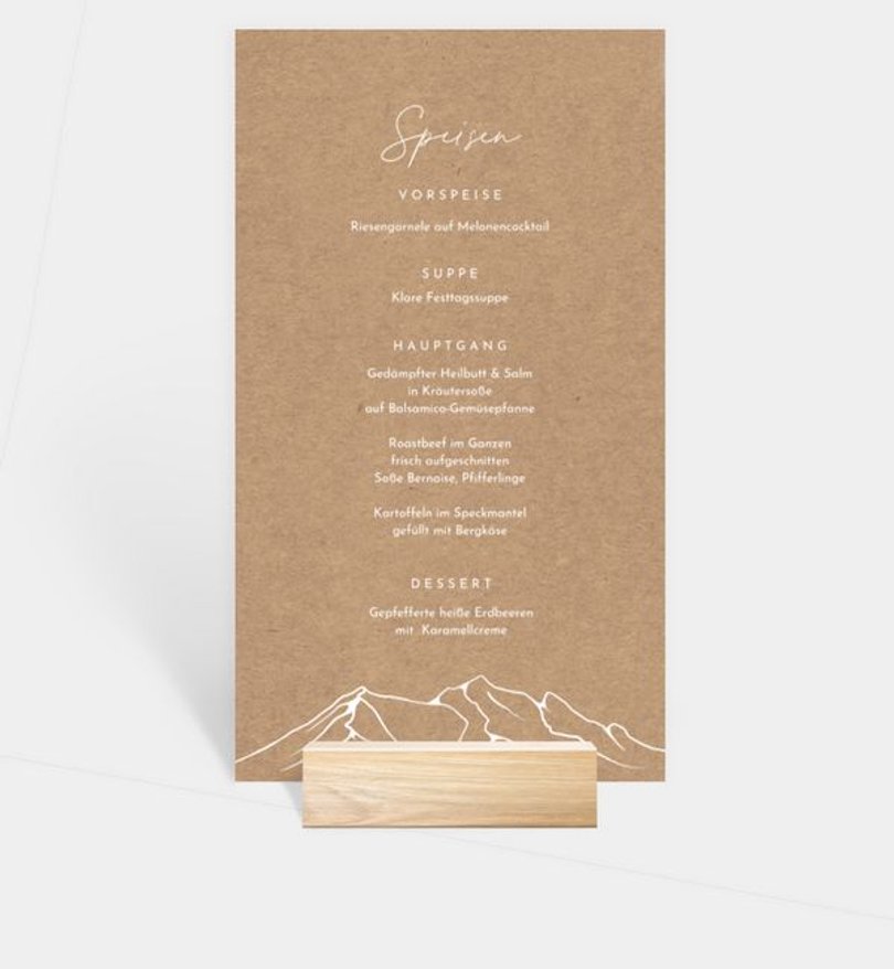 Menükarte Hochzeit Alpin