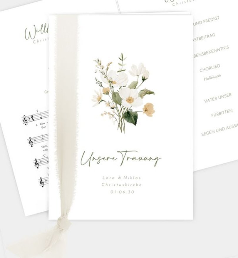 Kirchenheft Hochzeit Blumenstrauß