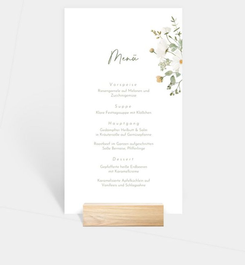 Menükarte Hochzeit Blumenstrauß