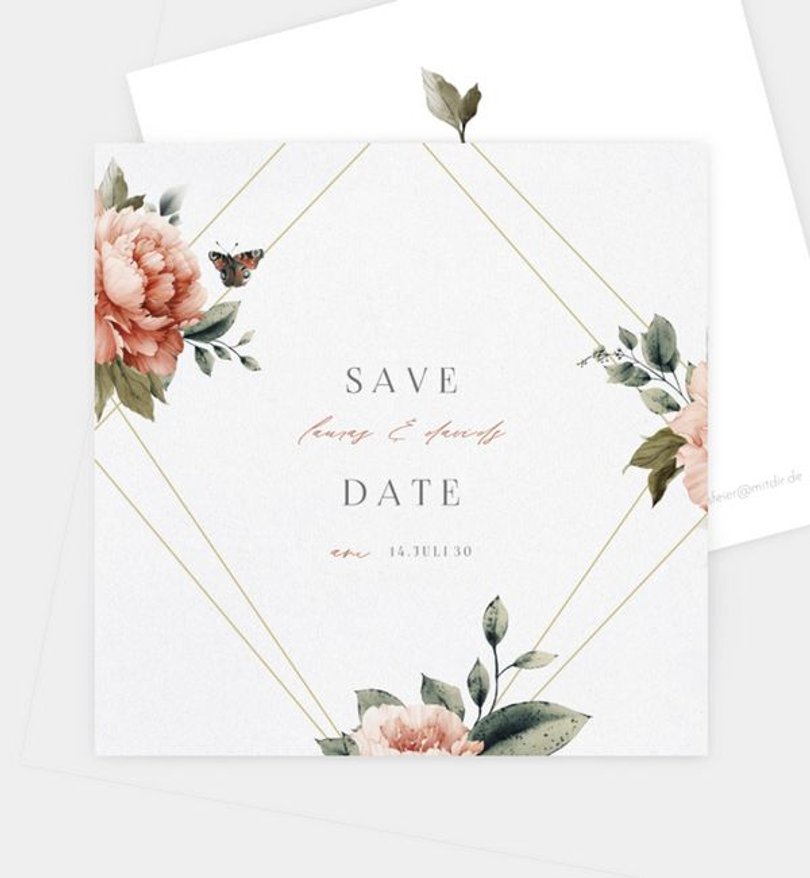 Save-The-Date Karte Hochzeit Floral Corner