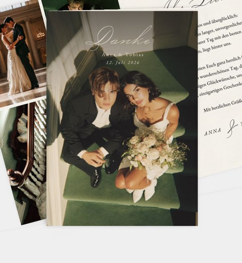 Dankeskarte Hochzeit Elegant Script