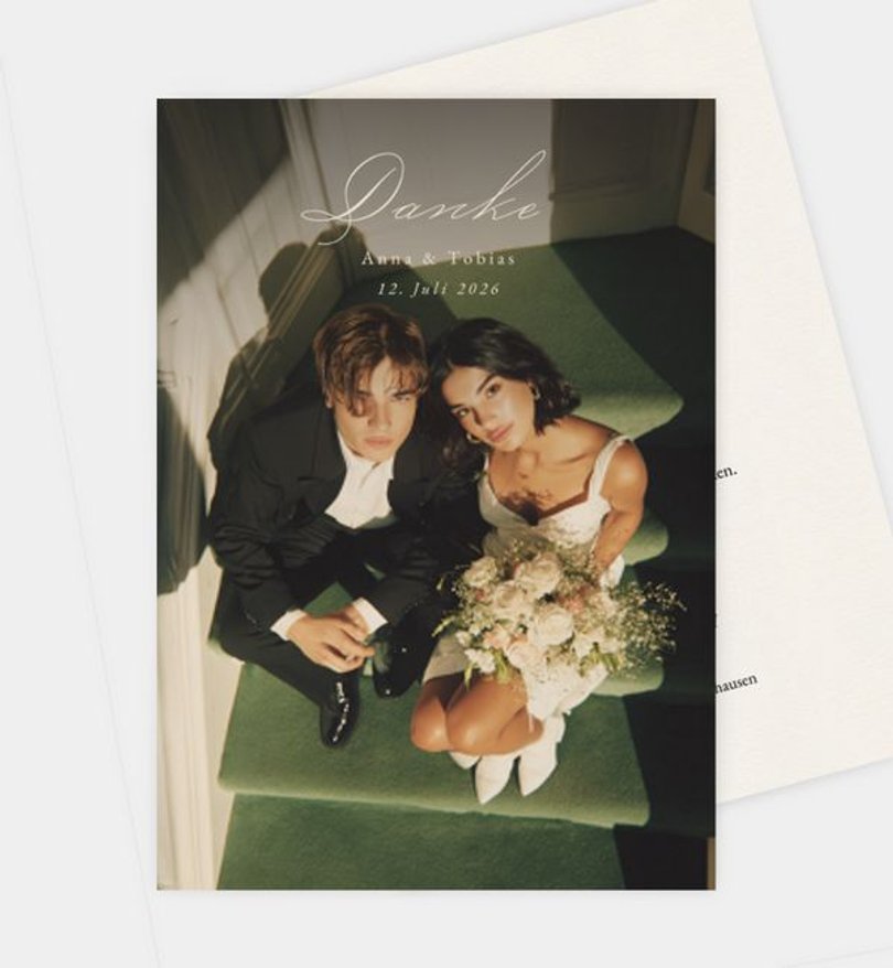 Dankeskarte Hochzeit Elegant Script