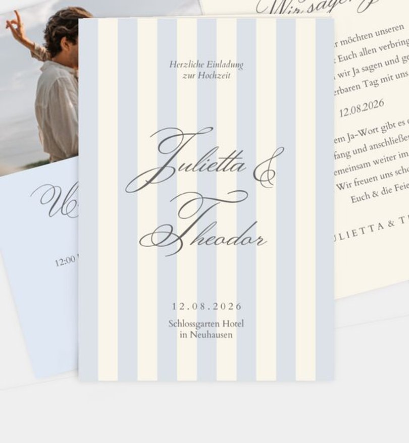 Einladungskarte Hochzeit Royal Stripes