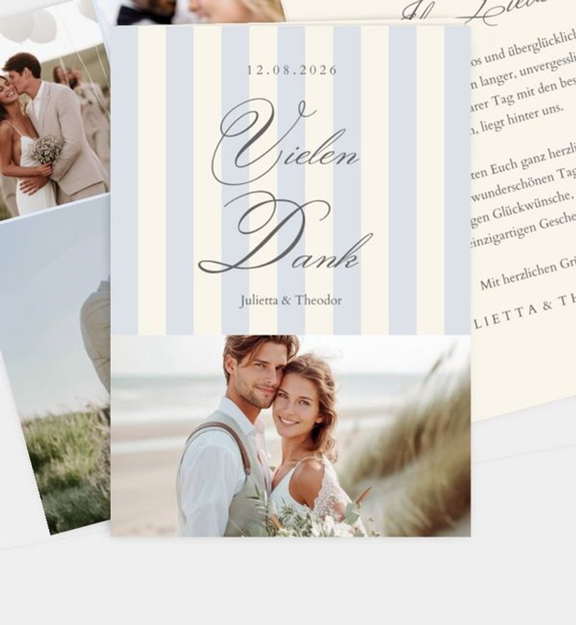 Dankeskarte Hochzeit Royal Stripes