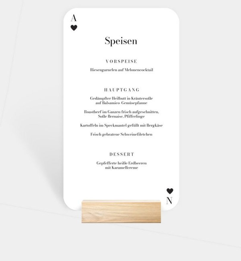 Menükarte Hochzeit Queen & King