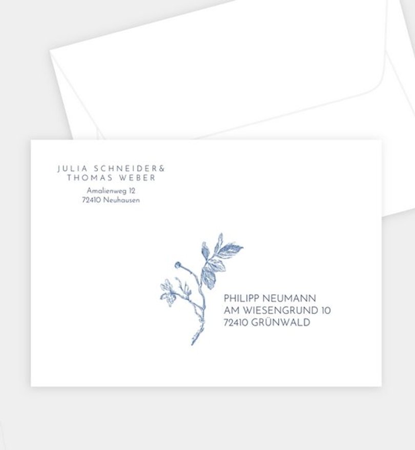 Briefumschlag Hochzeit Blue Ornament
