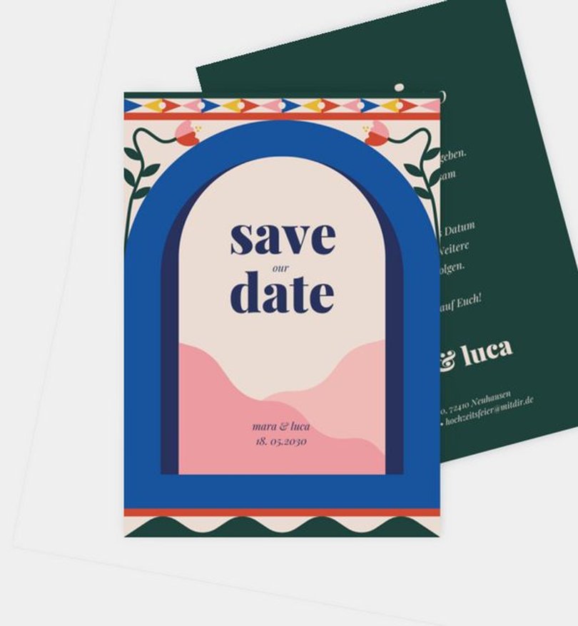 Save-The-Date Karte Hochzeit Modern Folk