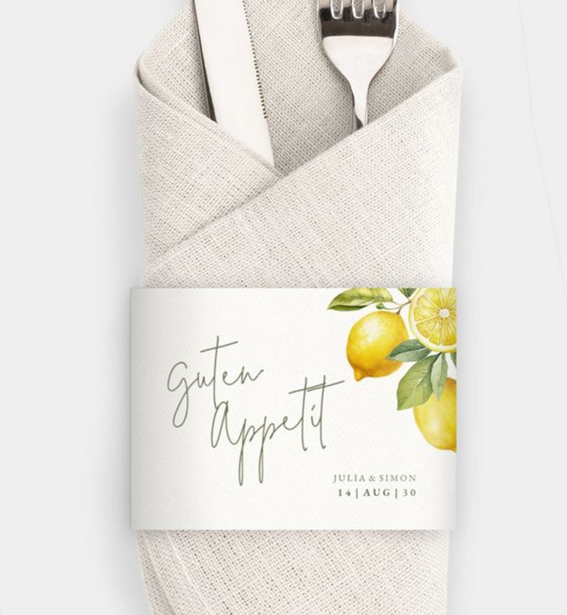 Besteck Servietten-Zubehör Hochzeit Lemon Summer