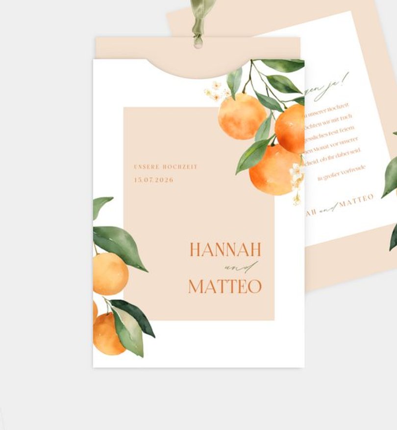 Einladungskarte Hochzeit Orange Blossom