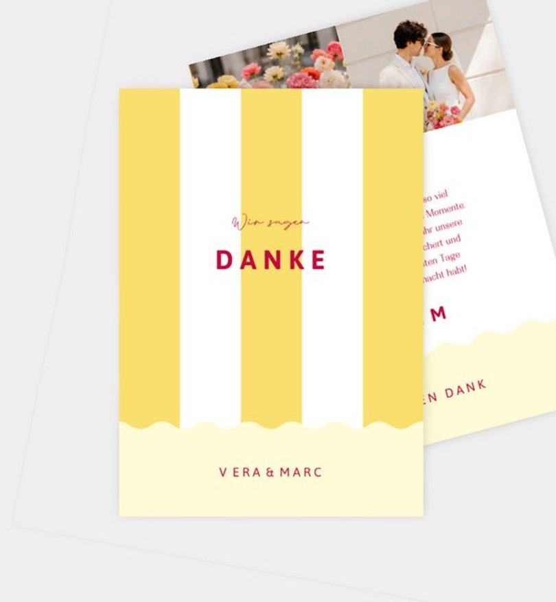 Dankeskarte Hochzeit Happy Stripes