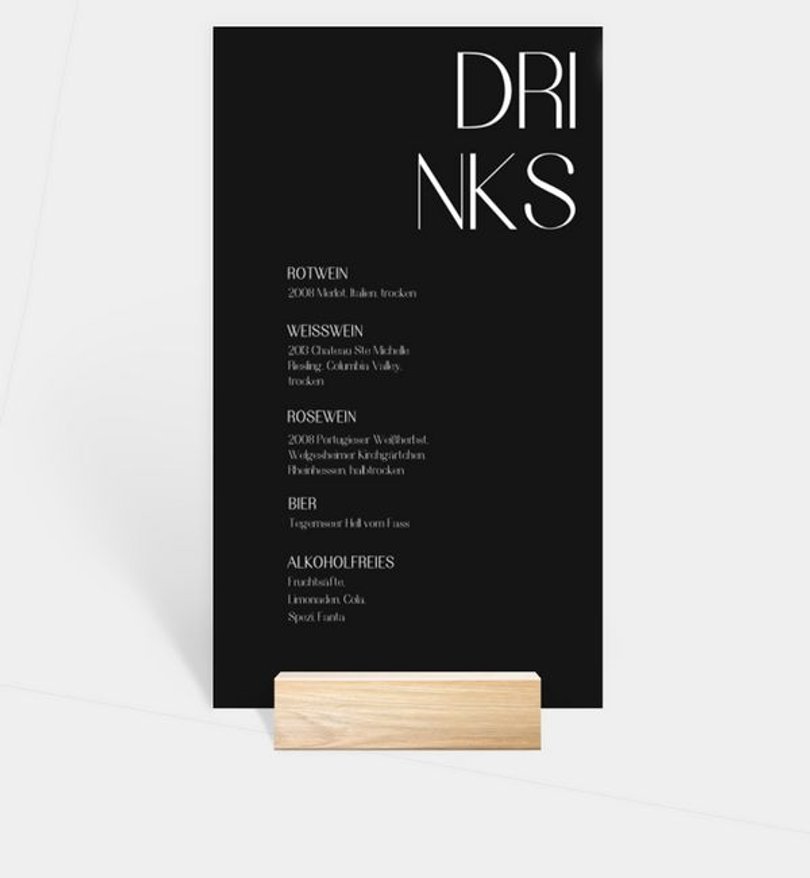 Menükarte Hochzeit Urban Classic