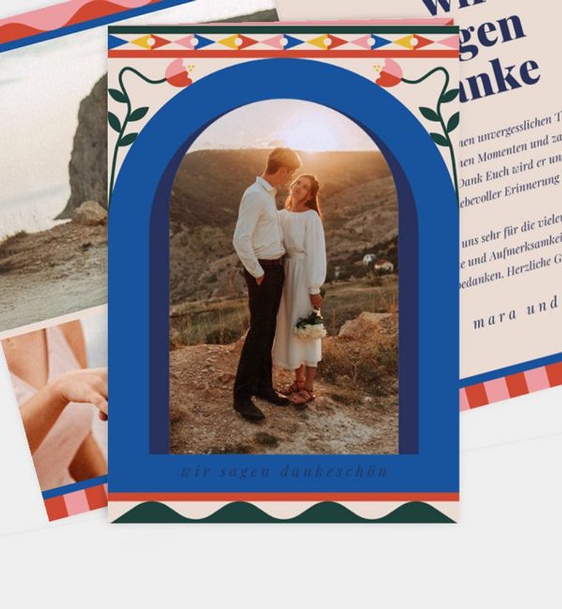 Dankeskarte Hochzeit Modern Folk
