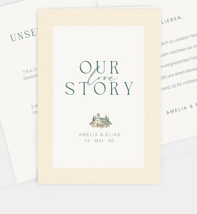 Einladungskarte Hochzeit Love Story