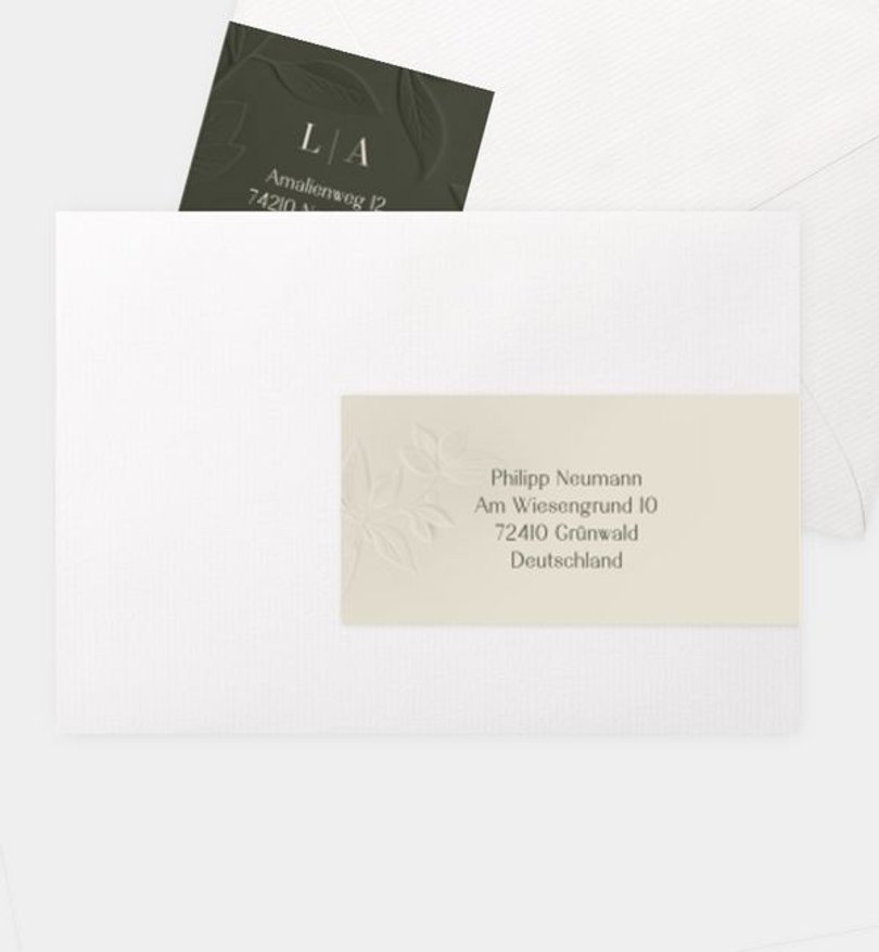 Adressaufkleber Hochzeit Botanical Garden · Prägeoptik
