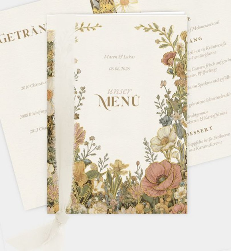 Menükarte Hochzeit Heavy Meadow
