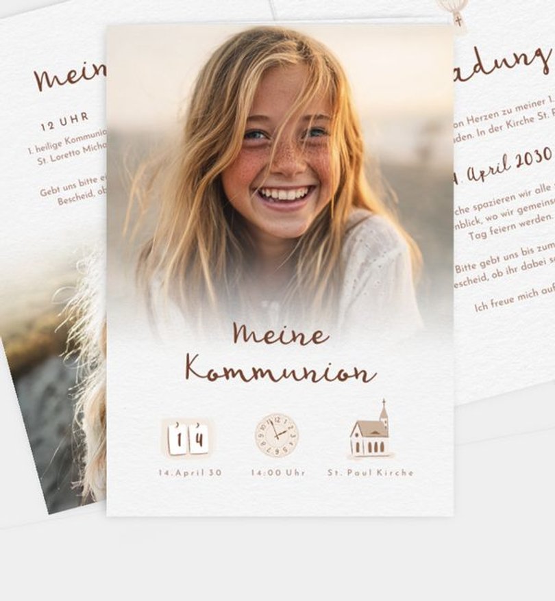 Einladungskarte Kommunion Zarte Kommunion