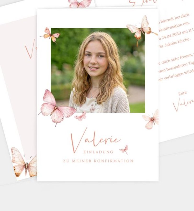 Einladungskarte Konfirmation Schmetterlingsmomente