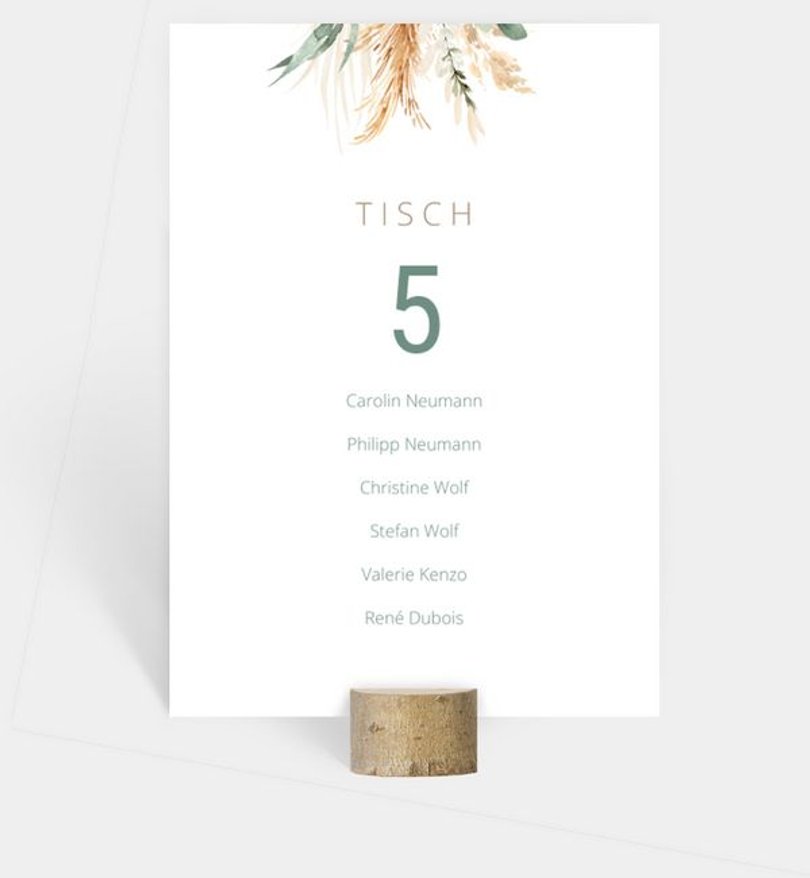 Gruppentischkarte Hochzeit Boho Wedding