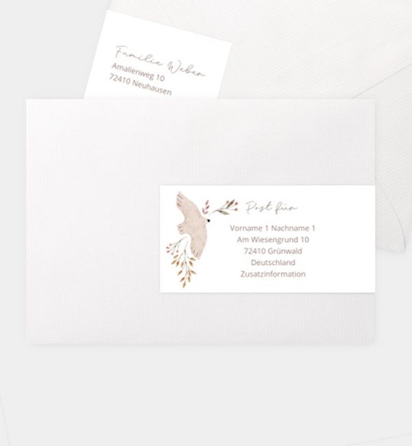 Adressaufkleber Kommunion Süße Taube