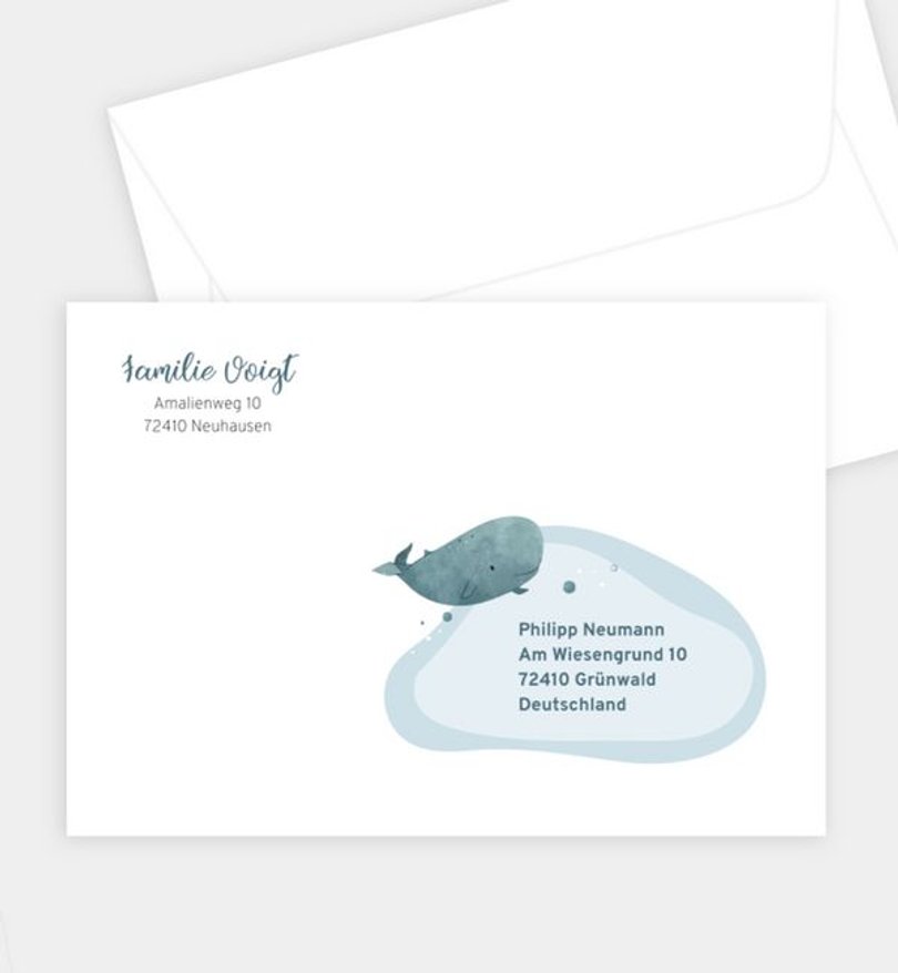 Briefumschlag Kommunion Happy Whale