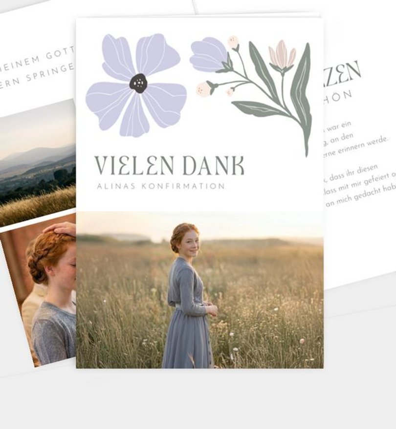 Dankeskarte Konfirmation Modern Floral