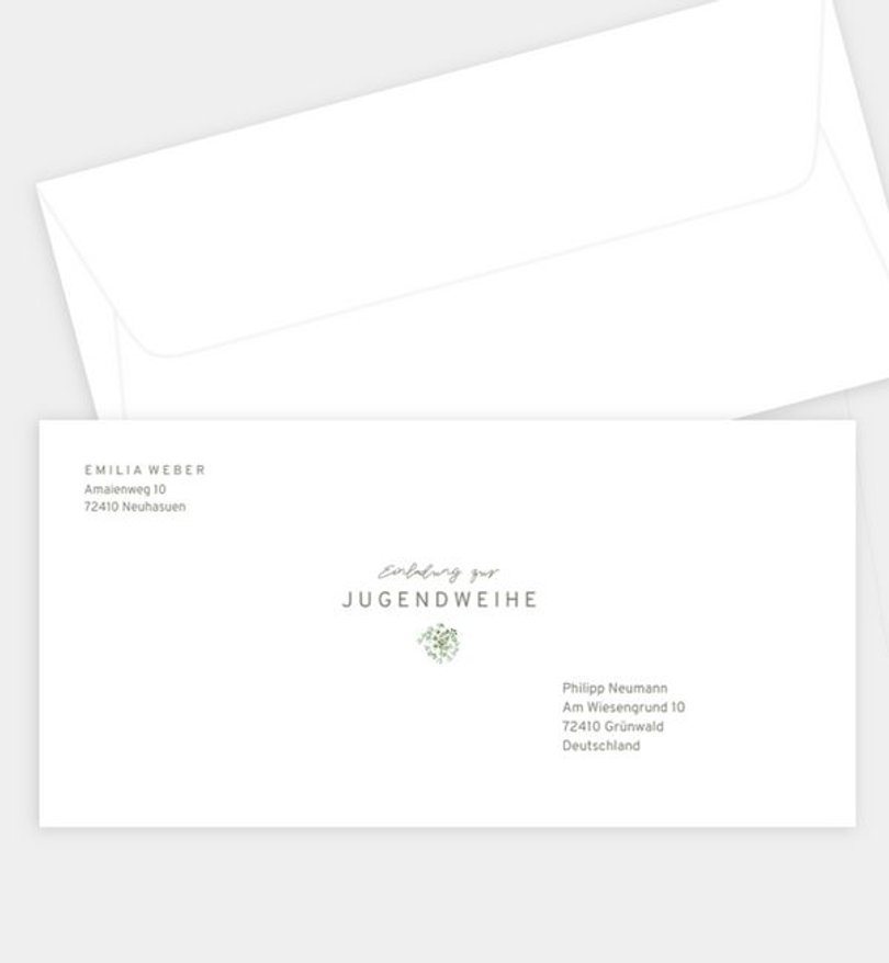 Briefumschlag Jugendweihe Schleierkraut