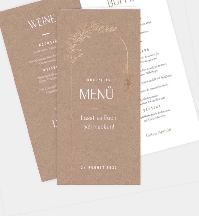 Menükarte Hochzeit Fioritura