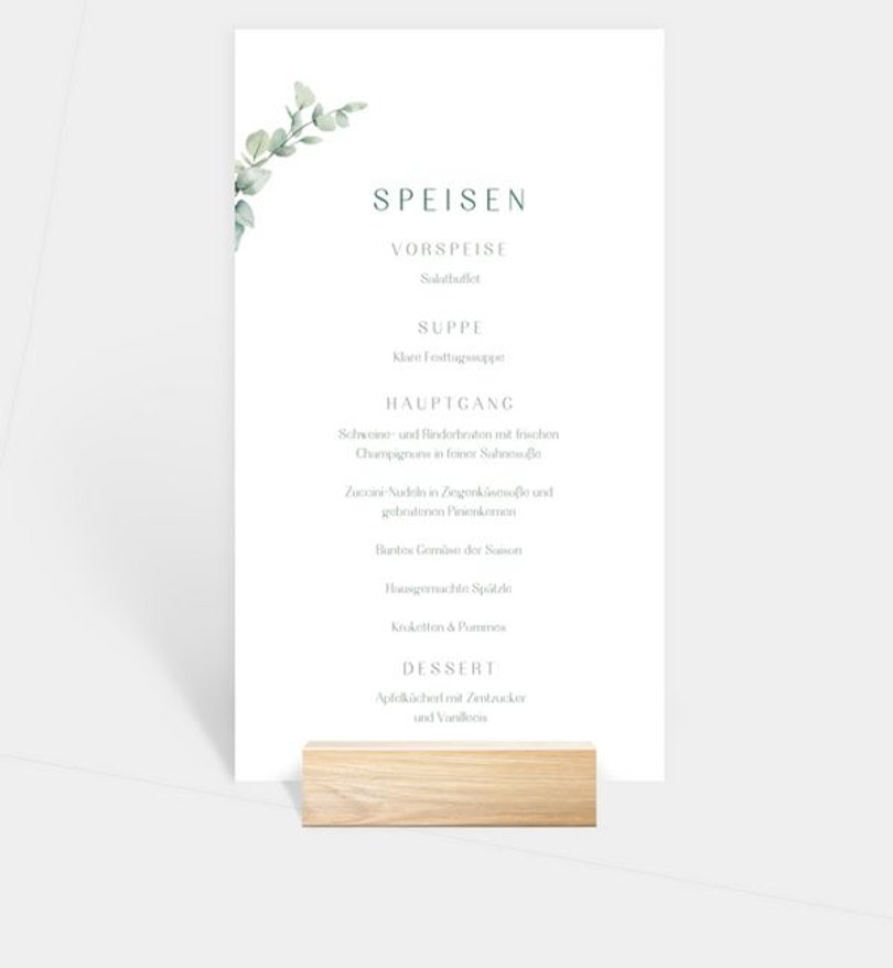 Menükarte Kommunion Bendición