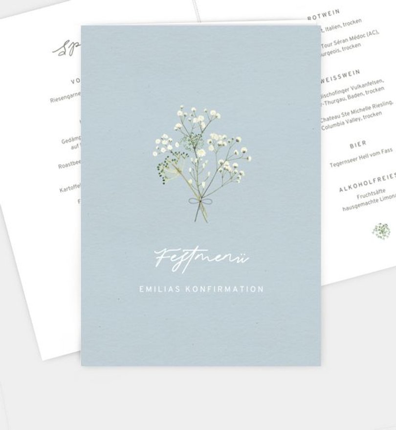 Menükarte Konfirmation Schleierkraut