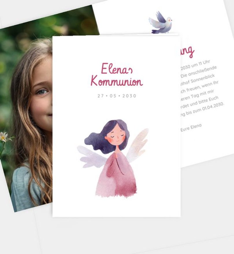 Einladungskarte Kommunion Little Angel