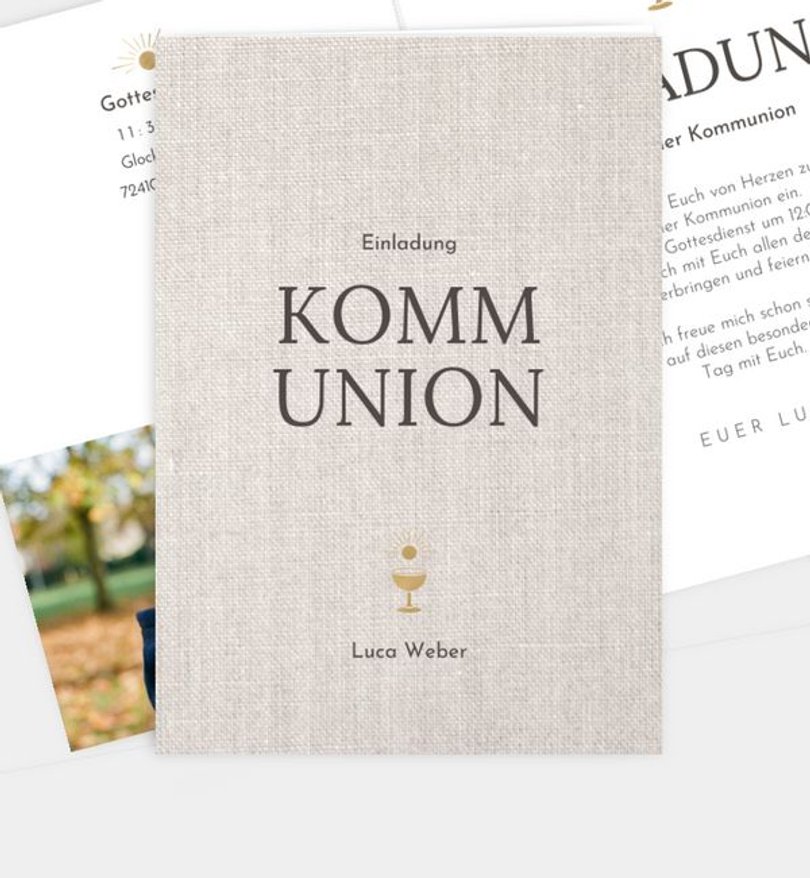 Einladungskarte Kommunion Goldstück