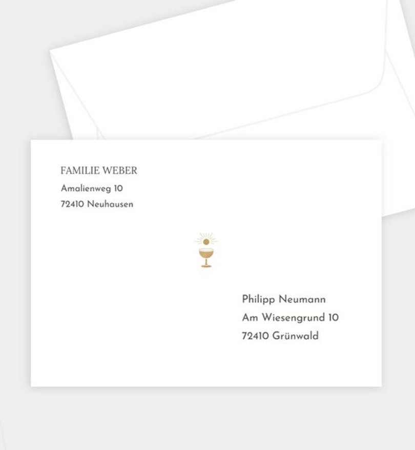 Briefumschlag Konfirmation Goldstück